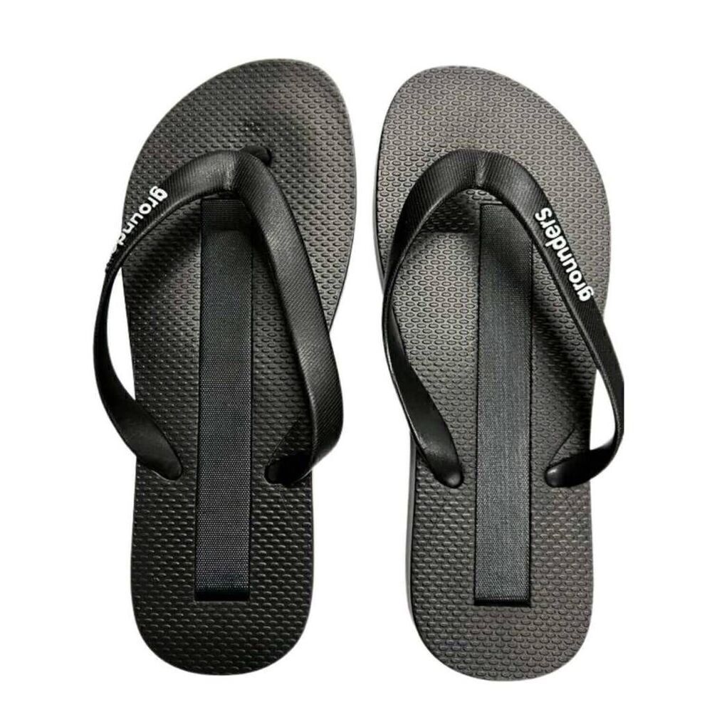 EARTHING GROUNDERS BLACK GROUNDING FLIP FLOPS SANDALS MENS SIZE 9 EUR 42 NEW